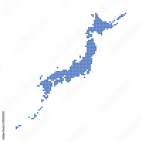 Japan Map - Blue Square Dot