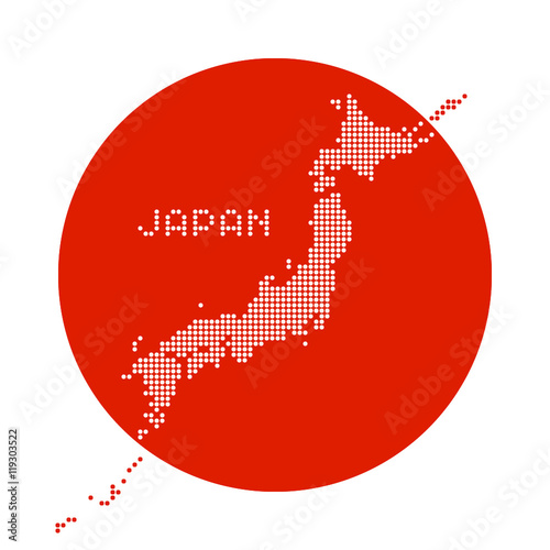 Japan Map - Red Dot Flag