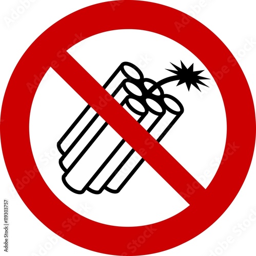 Dynamite ban sign against white background
