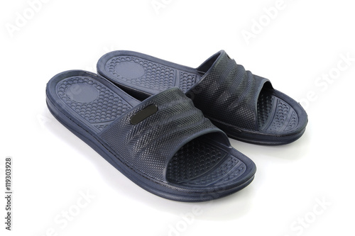 dark blue sandals on white background