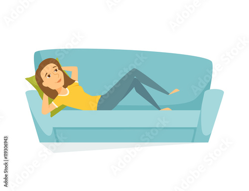 Woman lying on the sofa