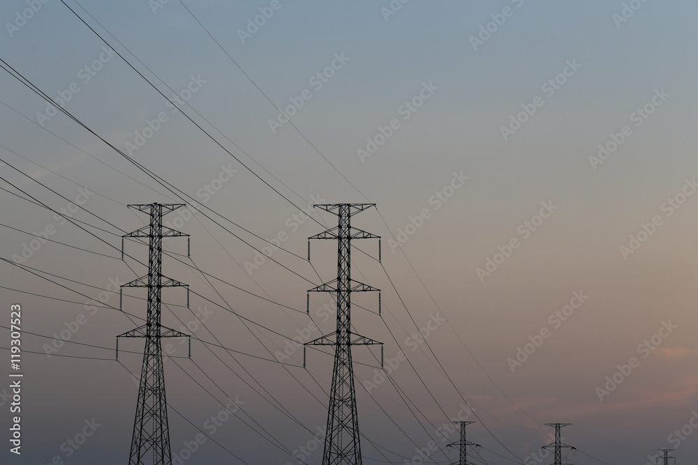 high voltage pole of transmission lines.