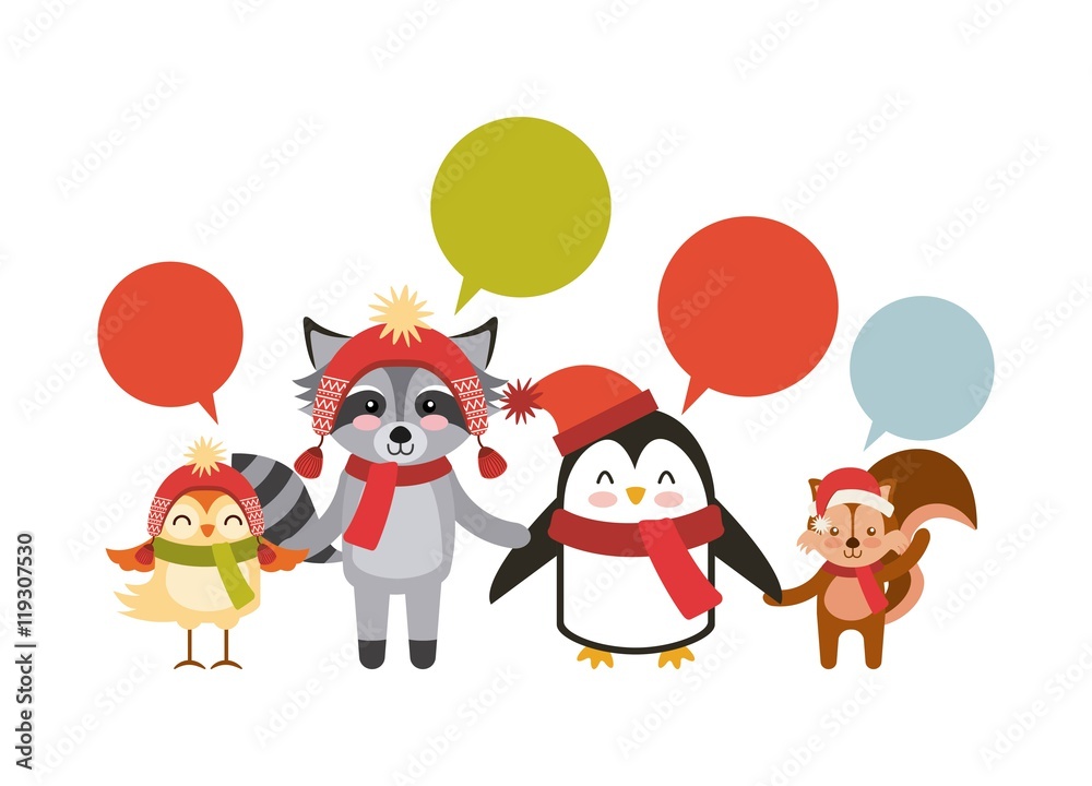 cute animal merry christmas isolated icon