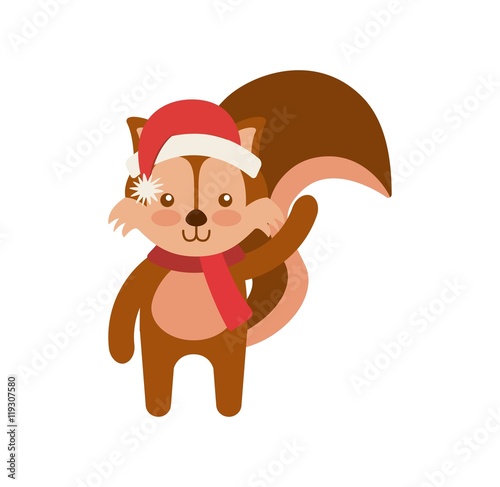 cute animal merry christmas isolated icon