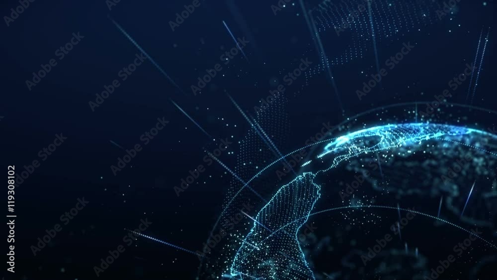 planet earth rotating animation future technology business concept