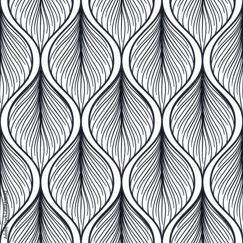Seamless pattern with abstract feather shape. 