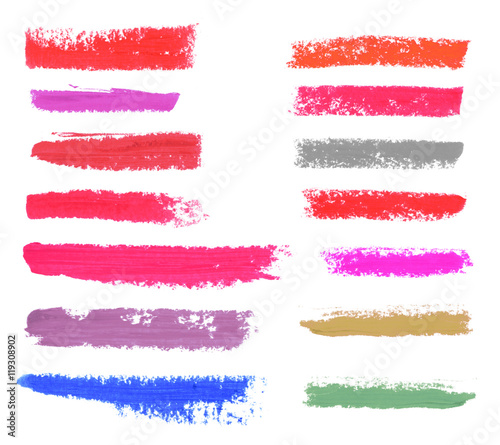 Wallpaper Mural set of various lipstick and nail polish strokes on white backgro Torontodigital.ca