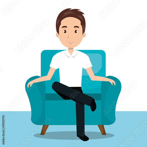 man sitting on sofa icon