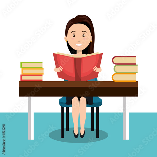 woman reading textbook r icon
