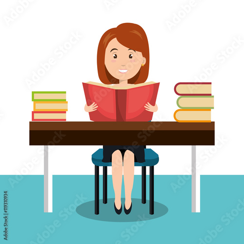 woman reading textbook r icon