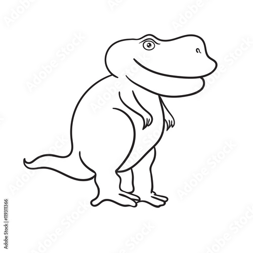 Dinosaur cartoon stripes on white background. Vector illustratio