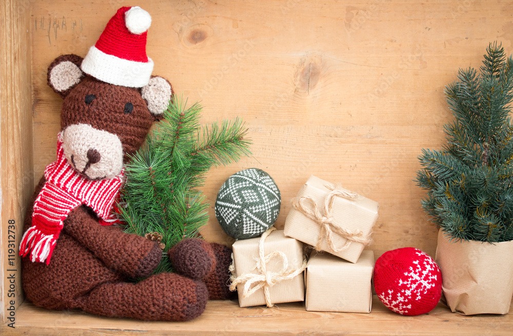 Obraz premium Weihnachtsteddy
