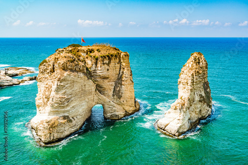 Pigeon Rocks in Raouche, Beirut, Lebanon.