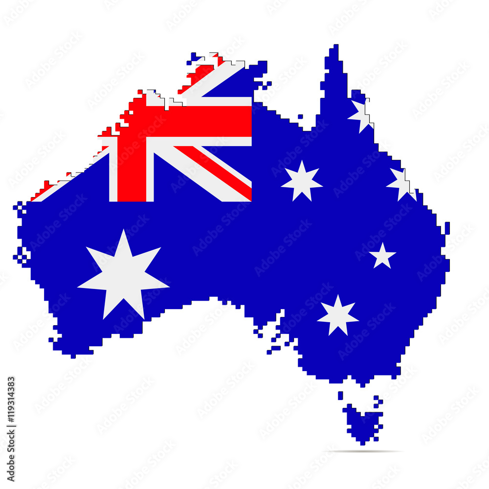 Creative pixel Australia map vector illustration