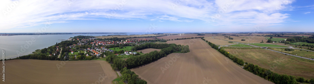 Aerial View panorama of altefaehr on the island ruegen in germany