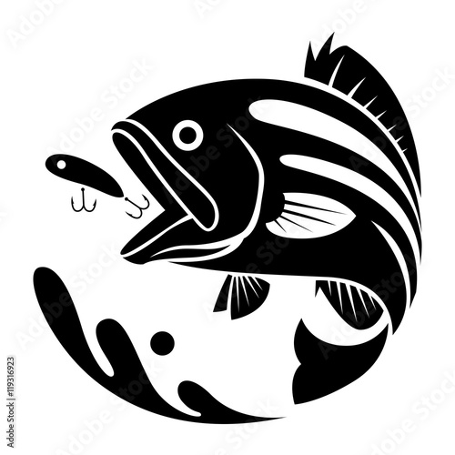 black fishing symbol, vector