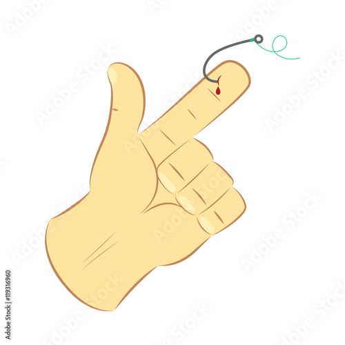 pricked by fishing hook, vector