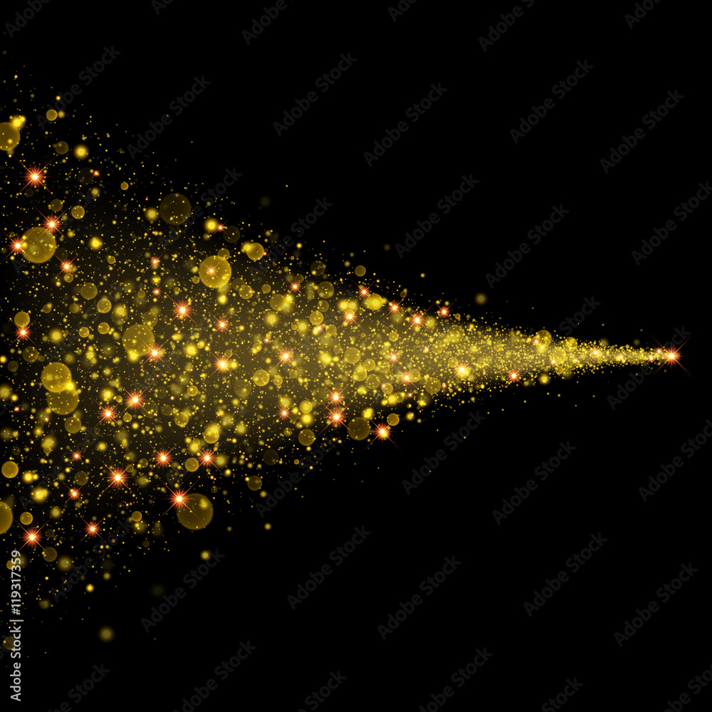 Naklejka premium Vector golden sparkling stardust trail