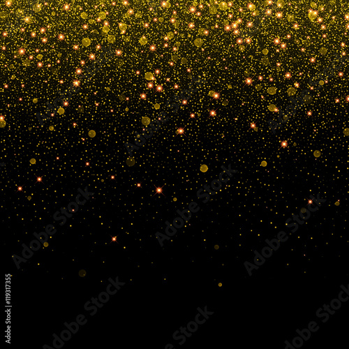 Vector gold glitter particles background effect
