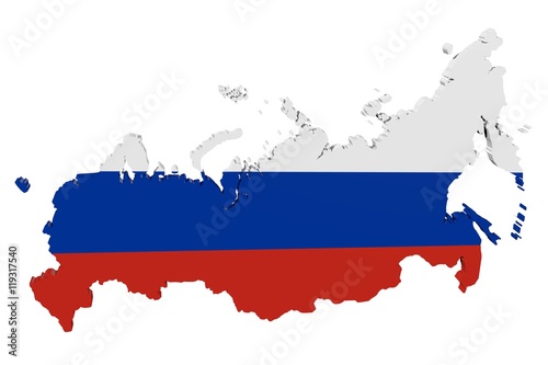 3D map of Russia in the colors of the national flag