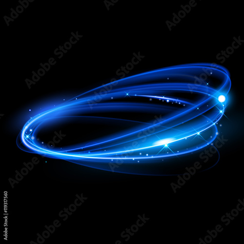 Vector neon light circle in motion