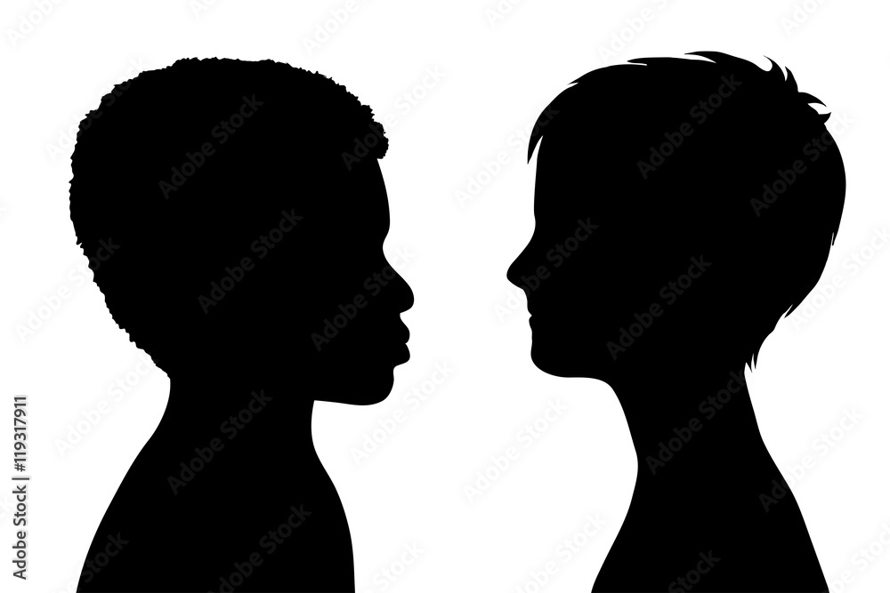 Vector silhouette of boy.