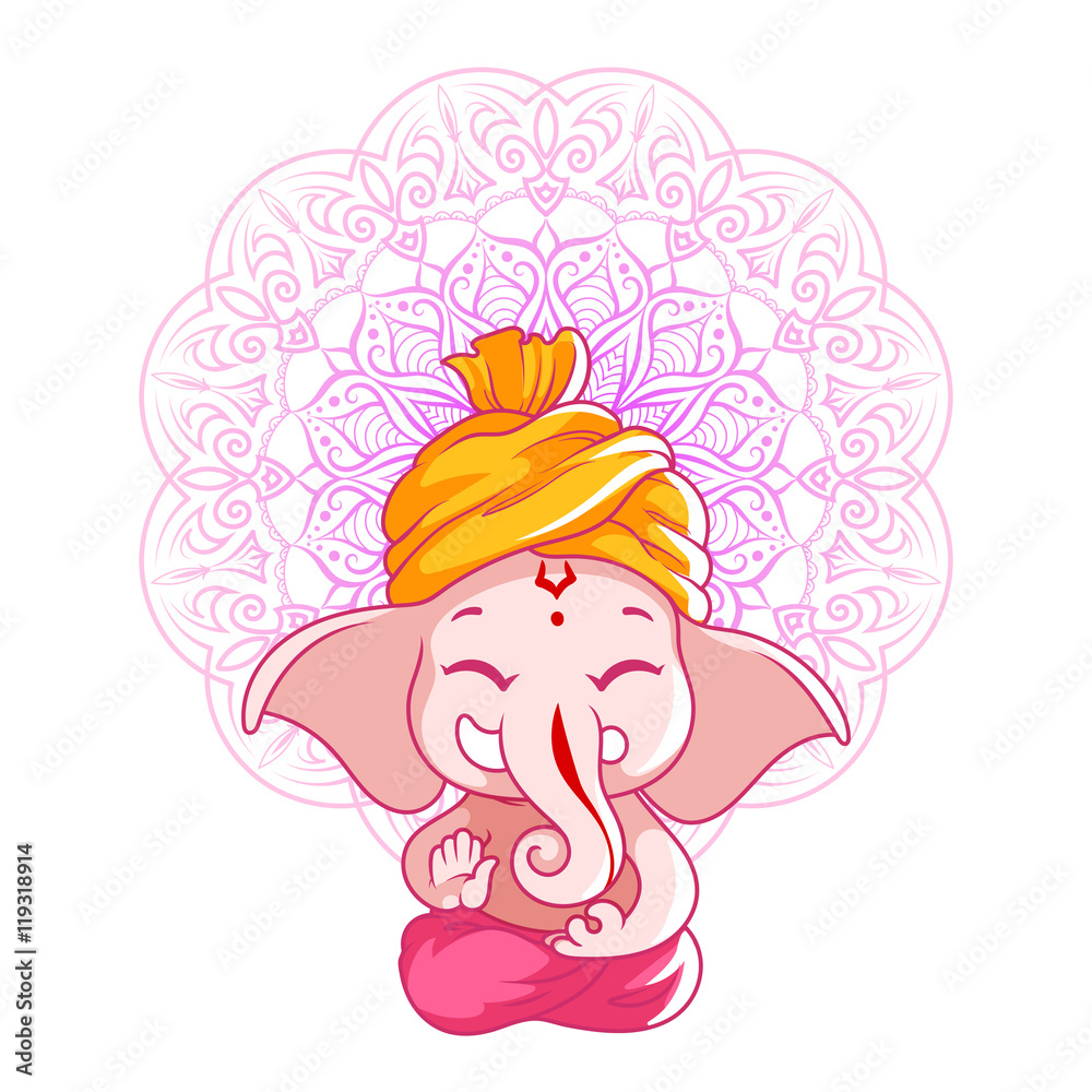 Little cartoon Ganesha. Stock Vector | Adobe Stock
