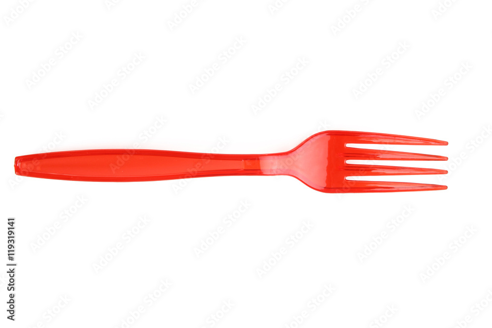 Plastic fork on a white isolated background Plastic fork on a white isolated background