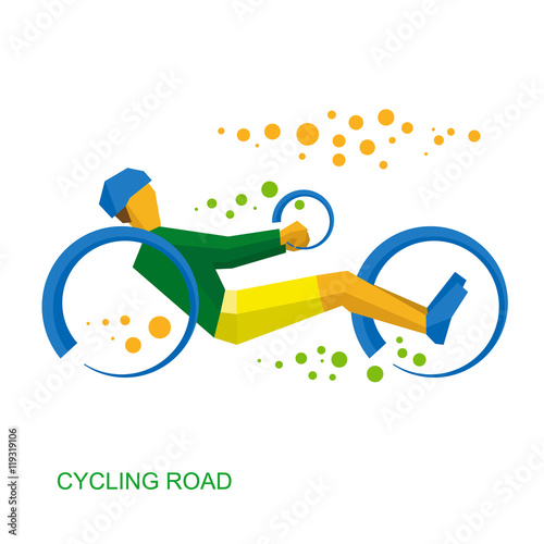Physically disabled cyclist. Cycling road for people with disabilities.