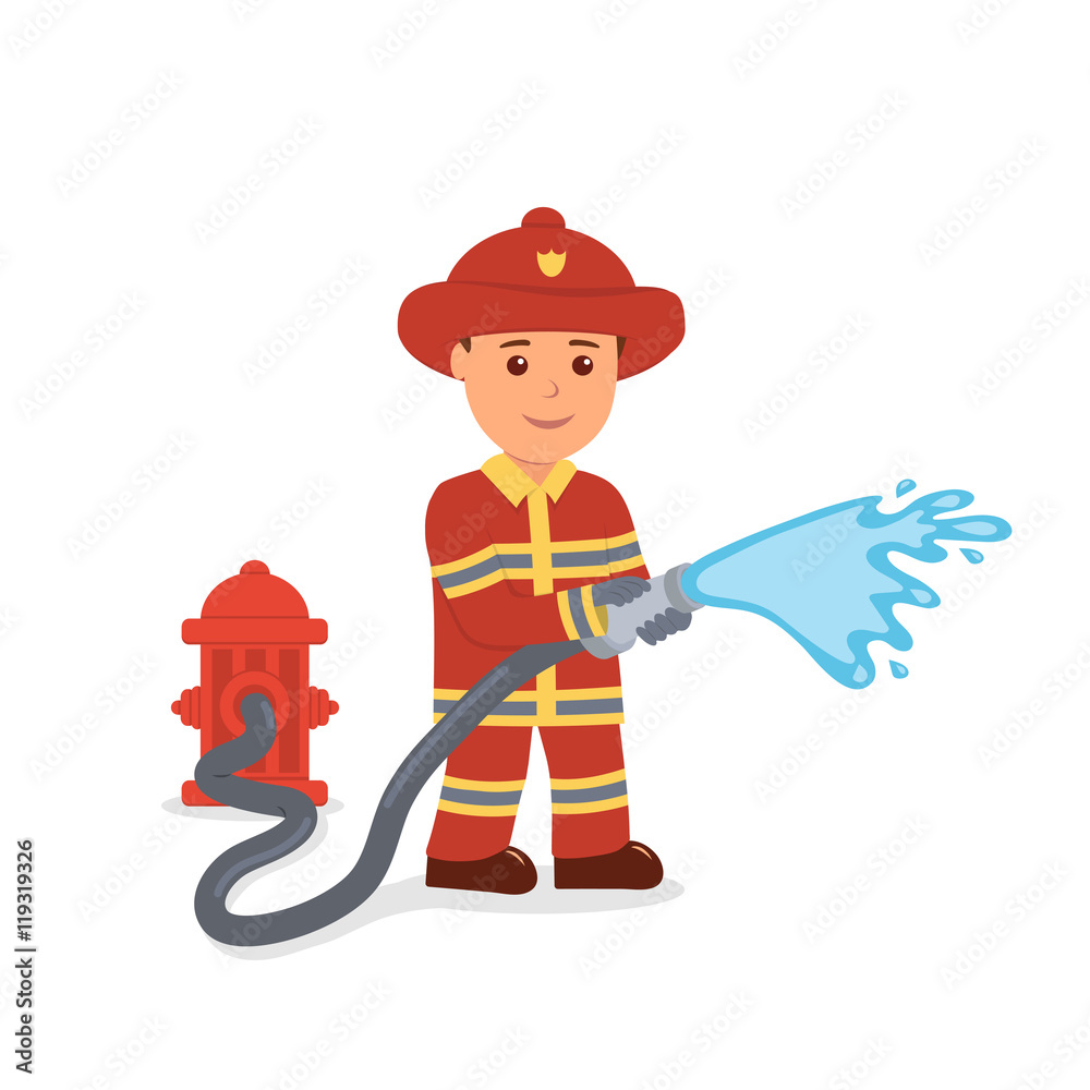 Fireman. Isolated male character in the form of firefighter. Rescuer. Cartoon vector illustration on the white background. Stock Vector | Adobe Stock Fireman. Isolated male character in the form of firefighter. Rescuer. Cartoon vector illustration on the white background. Stock Vector | Adobe Stock