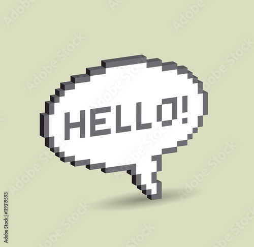 3d Bubble greeting with Hello! pixelated illustration. - Stock vector