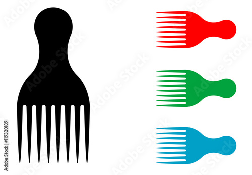 Icono plano peine para rizos varios colores