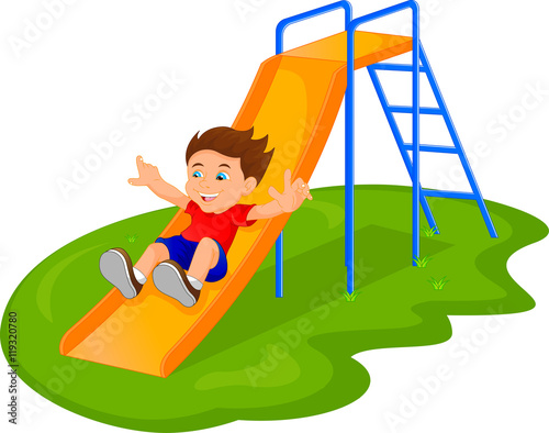 Boy sliding in the Park