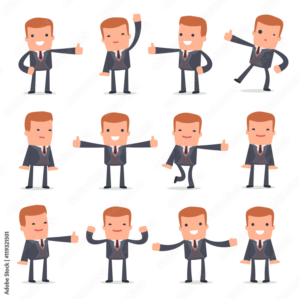 Set of Funny and Cheerful Character Rich man showing thumb up as Set of Funny and Cheerful Character Rich man showing thumb up as