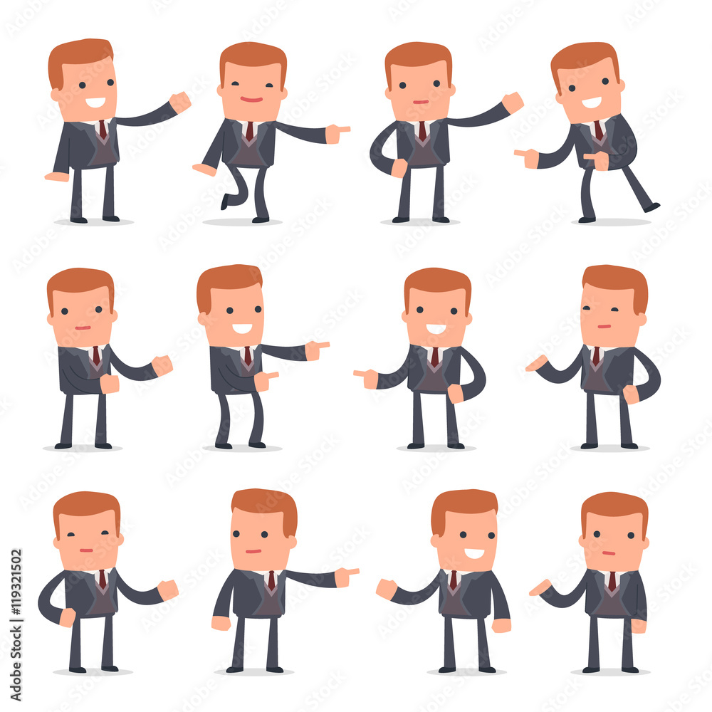 Set of Active and Positive Character Rich man making presentatio Set of Active and Positive Character Rich man making presentatio