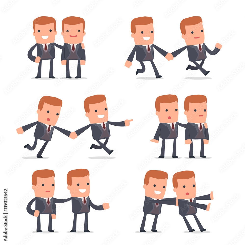Set of Good and Careful Character Rich man in helps poses Set of Good and Careful Character Rich man in helps poses