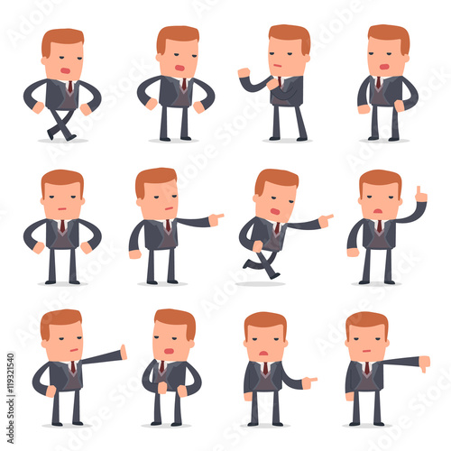 Set of Angry and Wrathful Character Rich man abuses and accuses