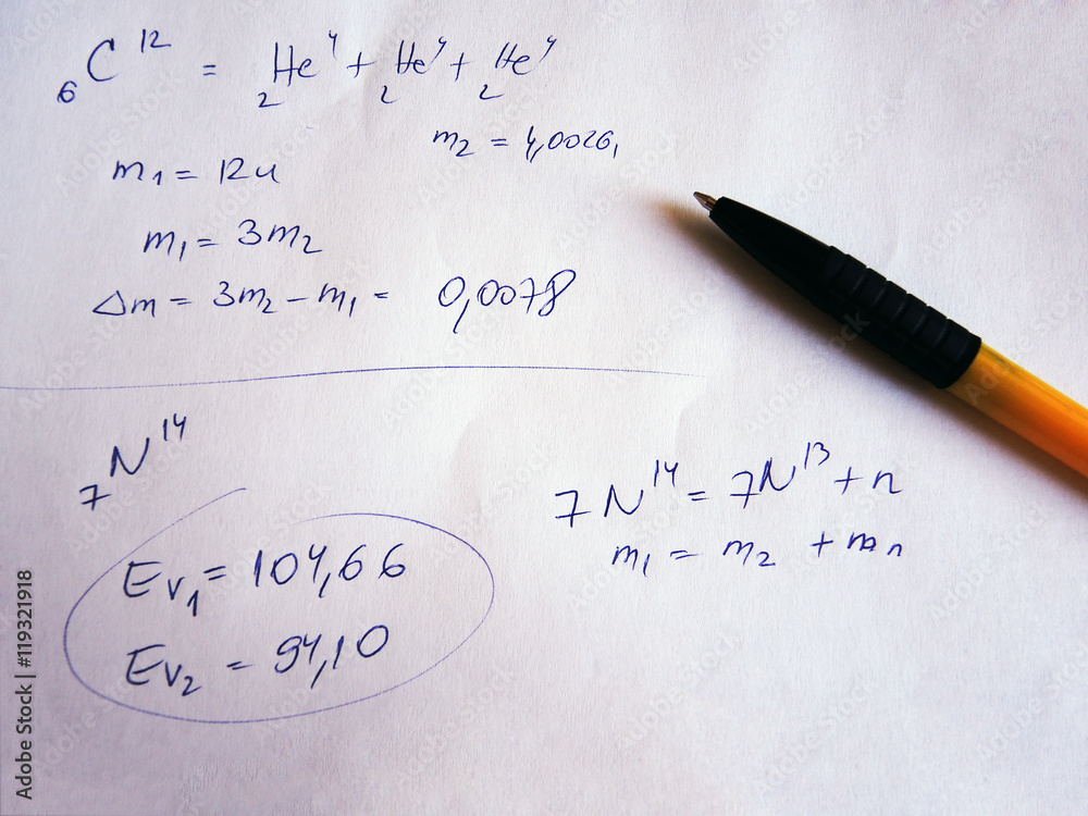 Fototapeta premium Formula on exam with pencil handwritten