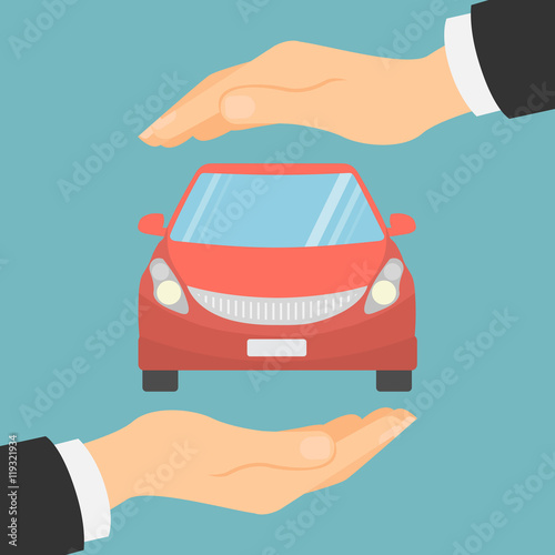 Car insurance concept. Insurance company. Guaranty of preservation, repair and protection.