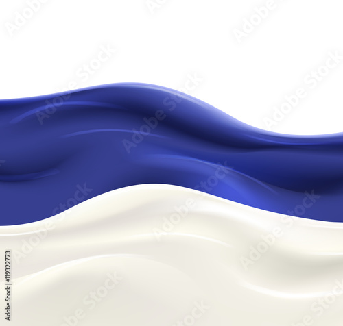 Milk wave with blueberry syrup on white background. Fresh delicious yogurt splash vector illustration