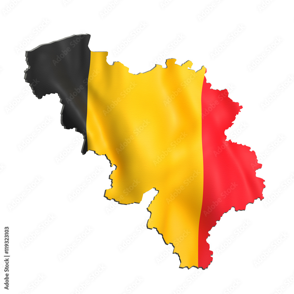 Fototapeta premium Silhouette of Belgium map with flag