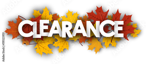 Clearance banner with maple leaves.