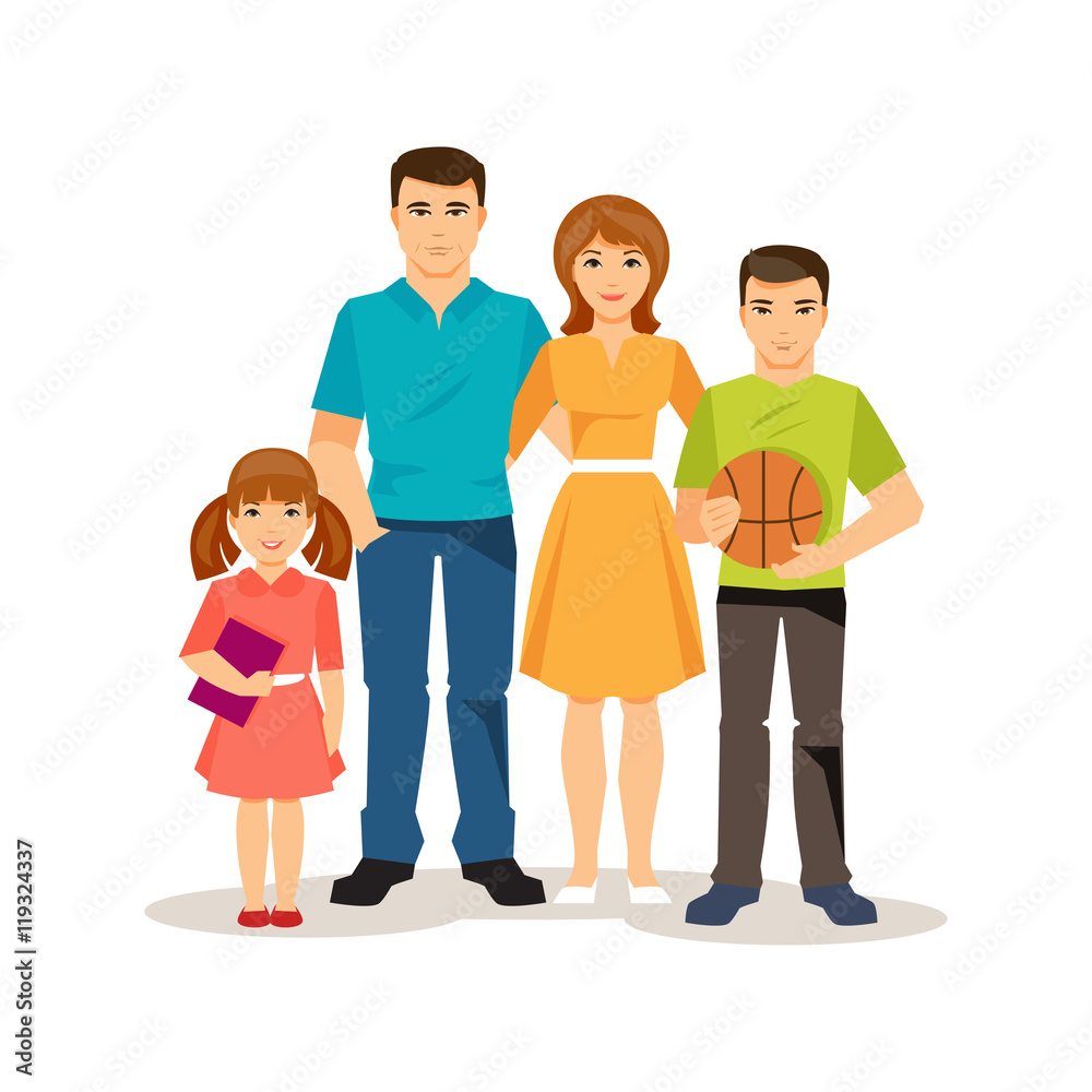Cartoon family on the white background. Vector illustration Cartoon family on the white background. Vector illustration