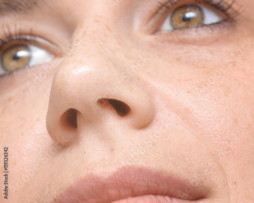 woman nose, macro
