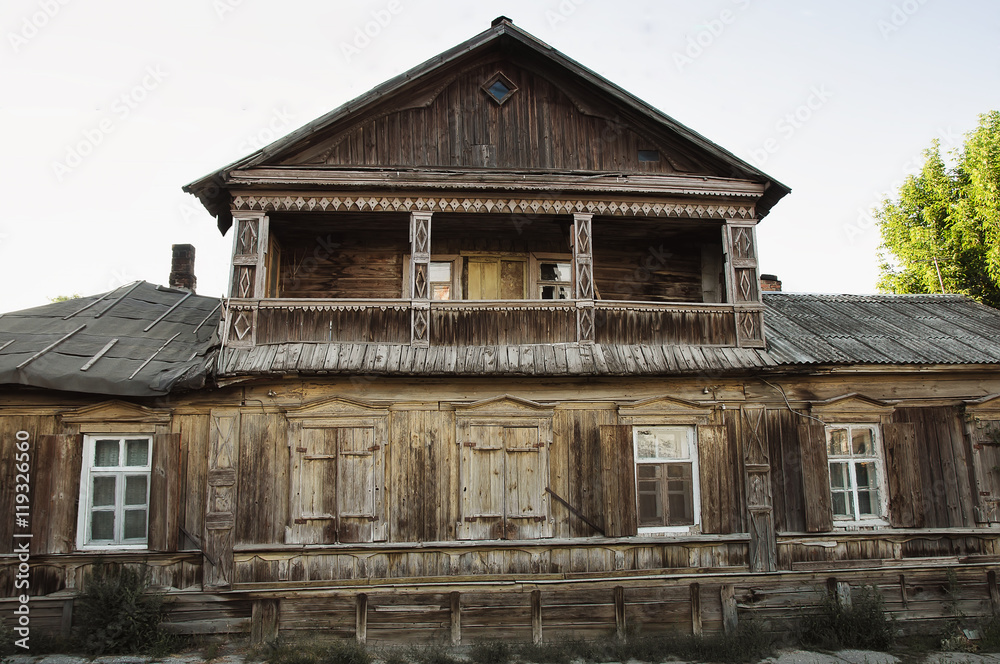 beautiful old wooden house in the city