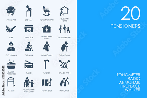 Set of BLUE HAMSTER Library pensioners icons