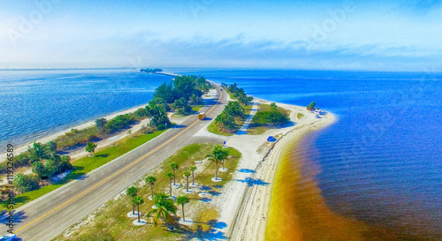 Beautiful aerial view of Sanibel Causeway, Florida - USA photo