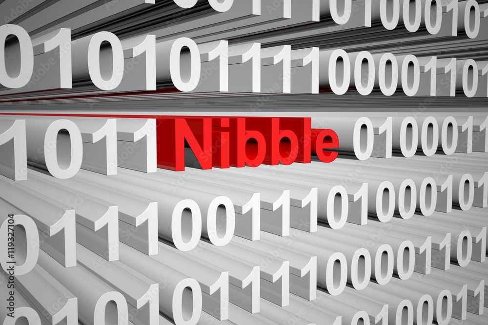 nibble in the form of binary code, 3D illustration