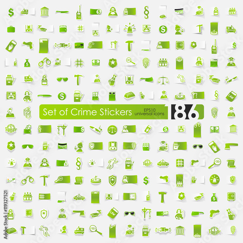 Set of crime stickers