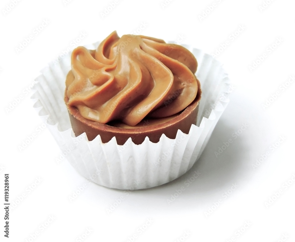 Nougat chocolate truffle, isolated on white background Nougat chocolate truffle, isolated on white background